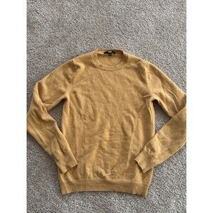 Uniqlo 100% Cashmere Sweater Mustard Yellow Knit Jumper Size Medium